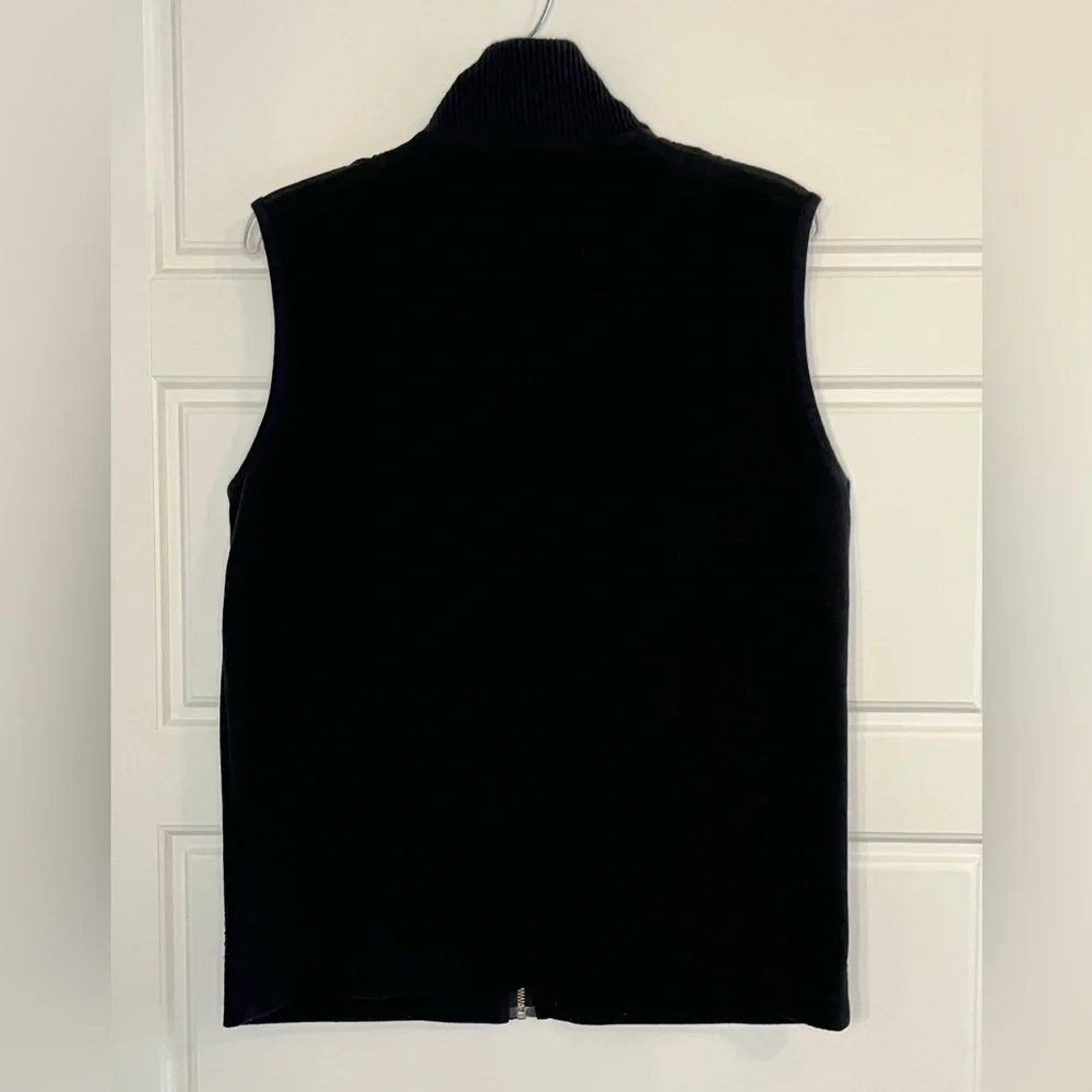 Banana Republic Mens Soft Fleece Mock Neck Zipper Front Vest Size Medium Black